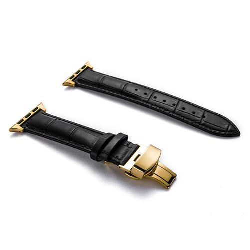 Кожаный ремешок для Apple Watch band 44мм 40мм 45мм 41мм 49мм 42мм 38мм Бабочка Пряжка Браслет iwatch серия 3 5 6 se 7 8 ultra