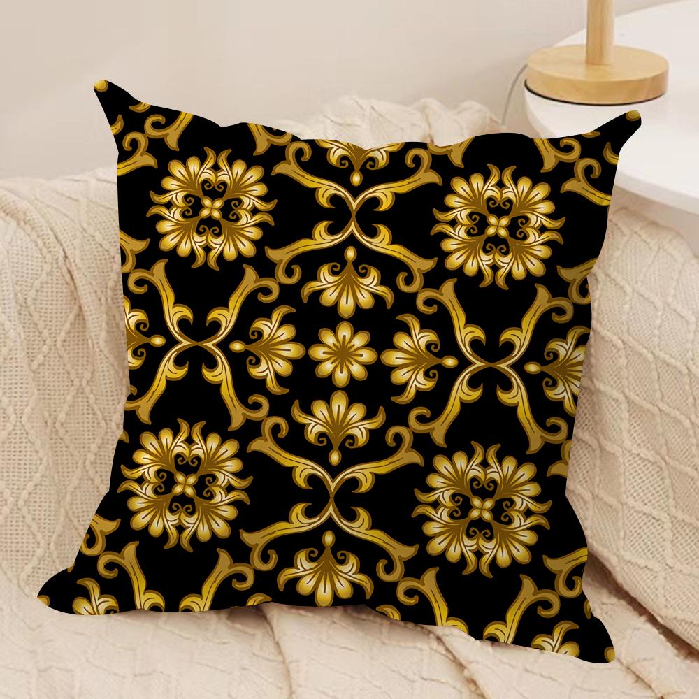 Gold European Style Retro Cushion Cover Silky Short Plush Invisible Zipper Dustproof Sofa Pillow Case for Home Decor
