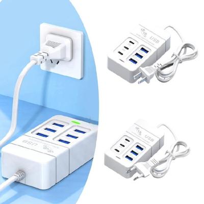 Зарядное устройство для мобильного телефона с несколькими портами, Type C и USB розетка для быстрой зарядки, удлинитель 100 см, зарядная розетка