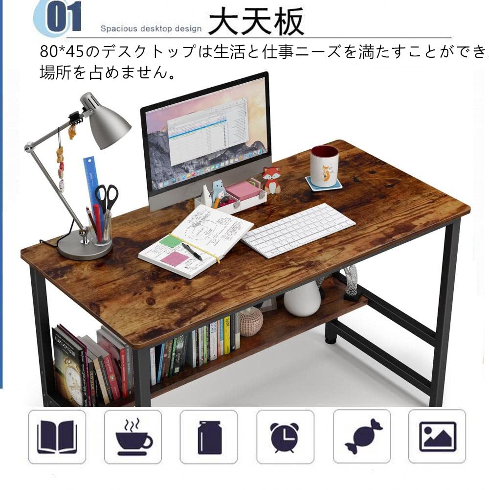 Embrace Life Simple Work Flat PC Study Space Storage Desk с нижним компьютерным офисом Ширина 80 см x Глубина 45 см x Простой в использовании одноместный стол для учебы в стиле ретро,