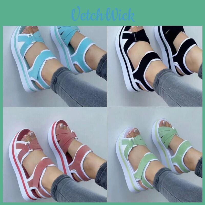 Stylish And Trendy Women's Flip Flops With Magic Tape And Cross Straps