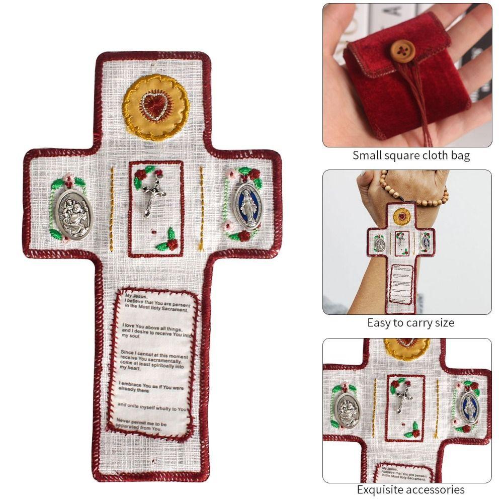 Silver Cross Pocket Shrine Blessings Prayer Mat Creative Mini Prayer Quilt Meditation