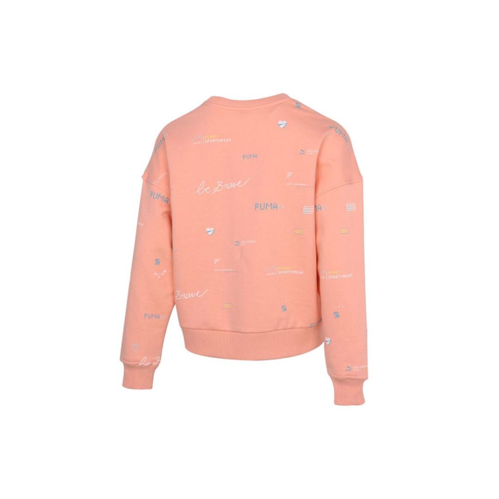 Puma Digit Aop Crew вышитый логотип свитер круглый вырез толстовка женская толстовка коралловый 531280-26