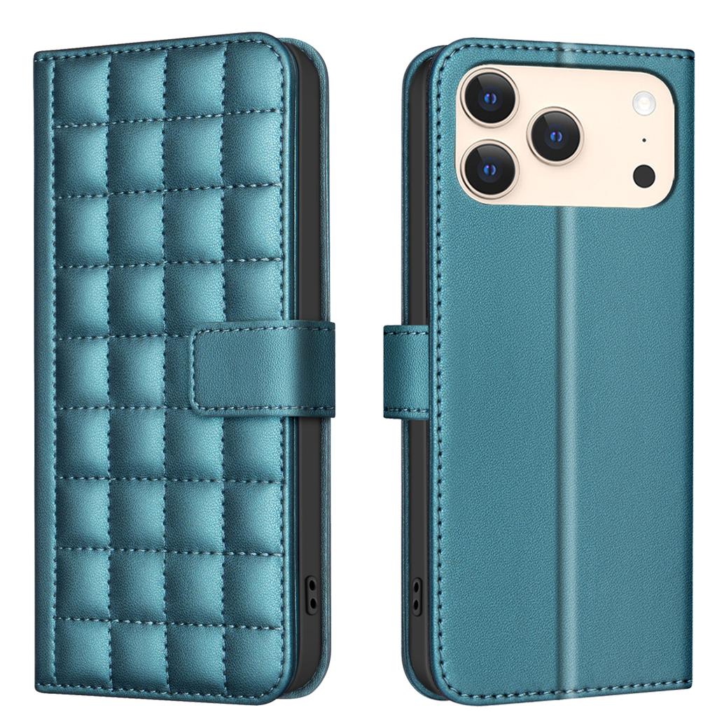 For iPhone 17 Pro Max Leather Case BINFEN COLOR Square Grid Wallet Stand Phone Cover