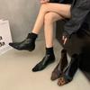 Французские ретро нишевые леопардовые короткие ботинки для женщин 2025 осень и зима новые ботинки французские тонкие ботинки низкий каблук короткие ботинки для женщин