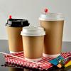 Homeglen 8oz Kraft Paper Disposable Coffee Cups with Lids (100 Sets)