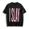 Футболка с принтом-слоганом Slay, с круглым вырезом, повседневный уличный стиль, топ с коротким рукавом для женщин и подростков, футболка из чистого хлопка