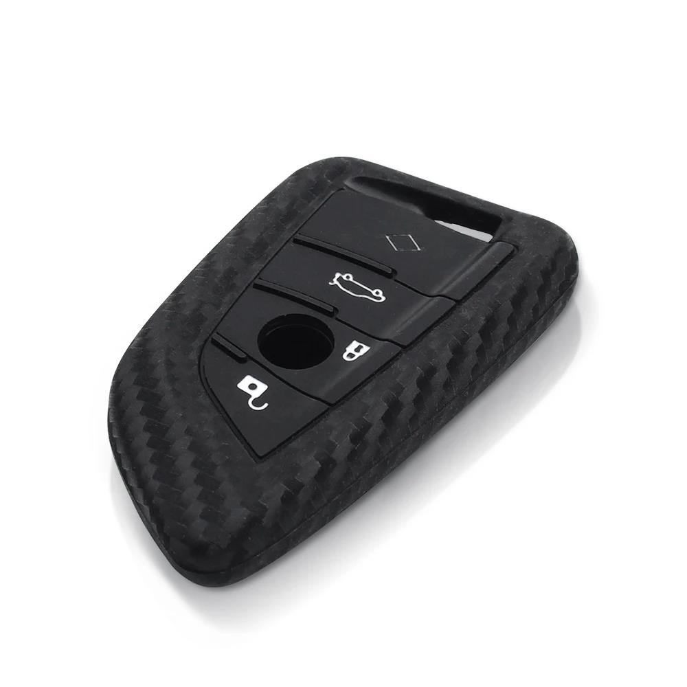 KEYYOU Для BMW X1 X3 X4 X5 X6 F15 F16 F48 G30 G38 525 540 740 Серии 1 2 5 7 218i Чехол-защита для ключа из углеродного волокна и силикона