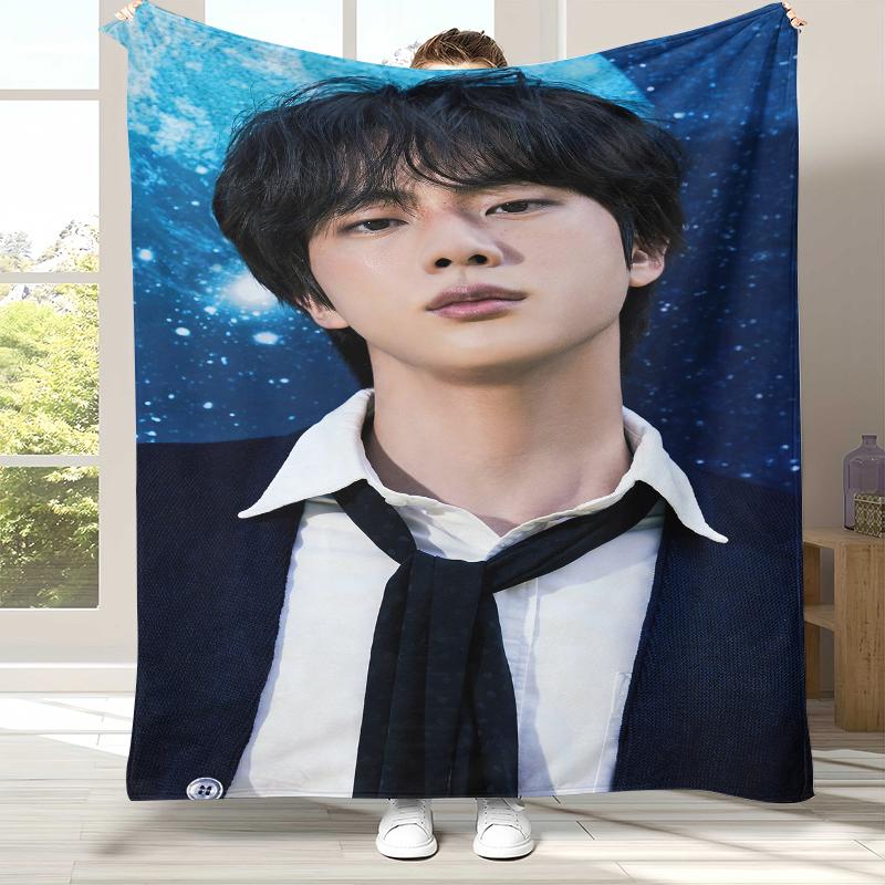 Ким Сок Джин Kpop B-BTS Фланелевое одеяло, Ультрамягкое теплое плюшевое покрывало для дома, спальни, кровати, дивана, офиса, кемпинга, пикника, подарок