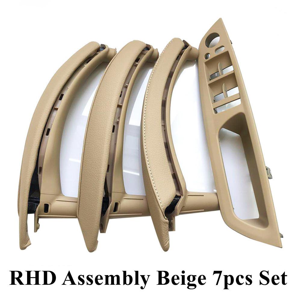 LHD RHD Car Interior Armrest Door Handle Inner Panel Pull Trim Leather Outer Cover Set For BMW X5 X6 E70 E71 E72 2007-2013