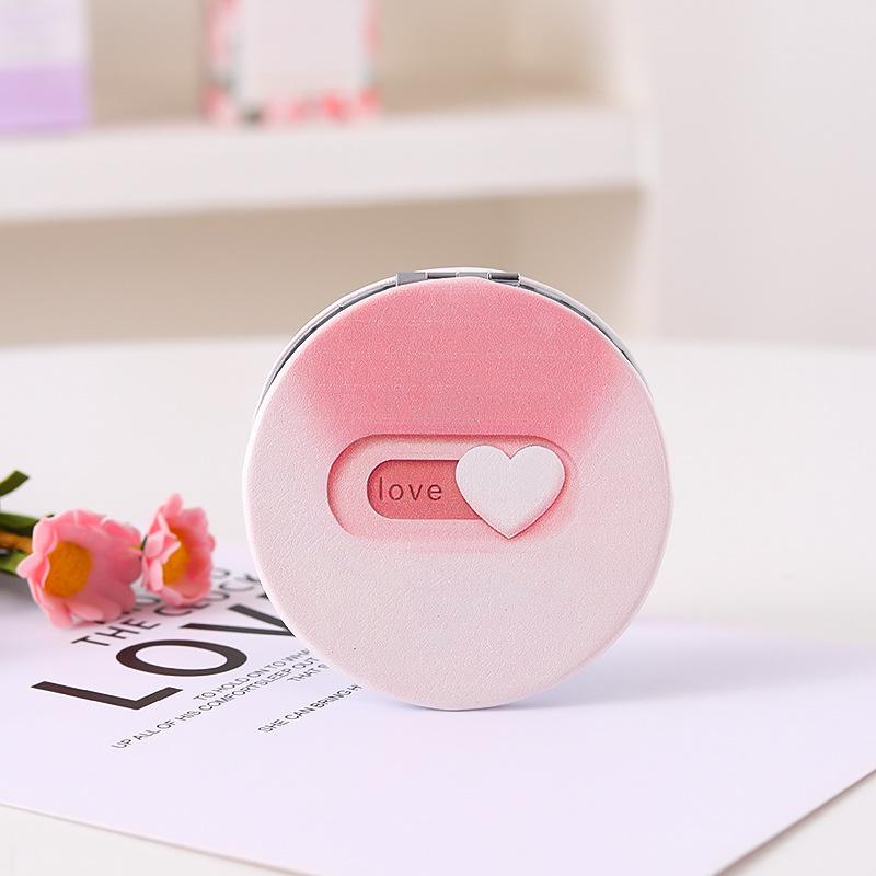 Chic Heart-Shaped Portable Folding Handheld Double-Sided Mirror