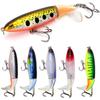 6Pcs Topwater Fishing Lure Set Plastic Floating Rotating Tail Fishing Lure Hard Bait Hook for