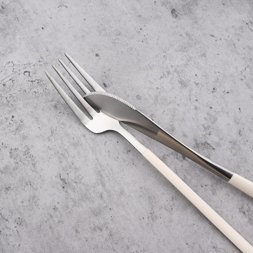 Silver Cutlery Set Dinnerware Knife Cake Fork Tea Spoon Flatware Chopsticks Kitchen Tableware Silverware