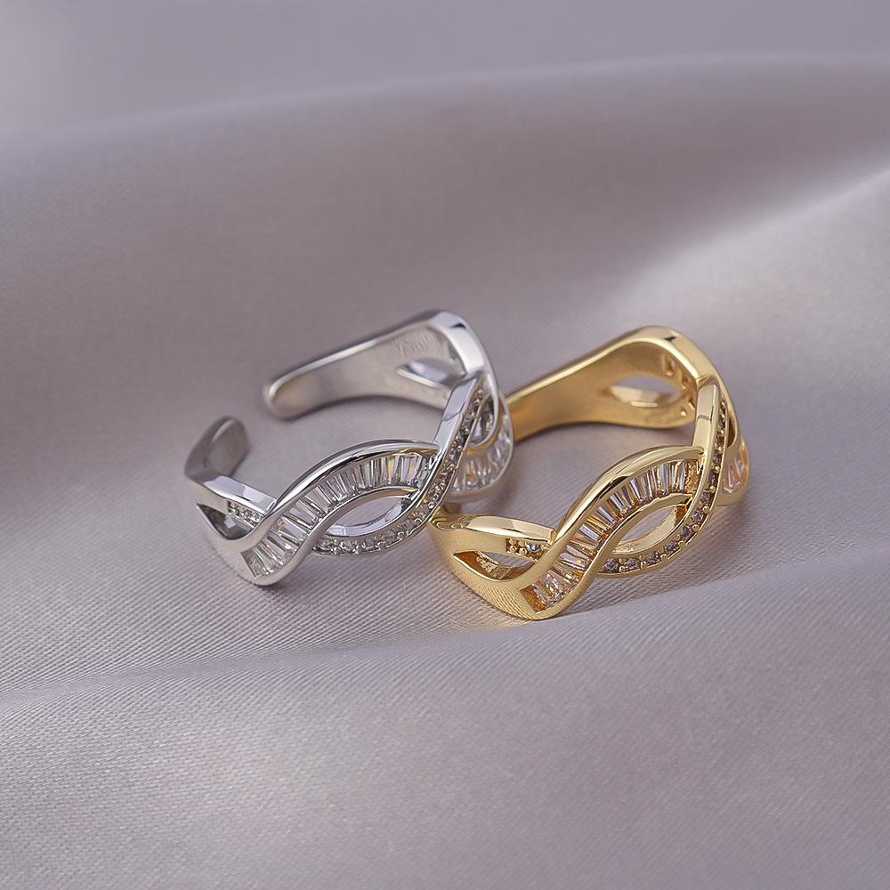 High-End French Zircon Ring: Stylish, Simple Copper Jewelry Design