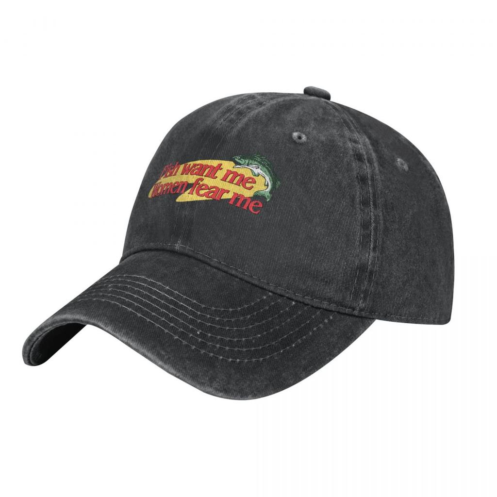 Fish Want Me Women Fear Me Classic Baseball Caps Peaked Cap Fish Go Fishing FisherUnisex Sun Shade Hats for Unisex Women