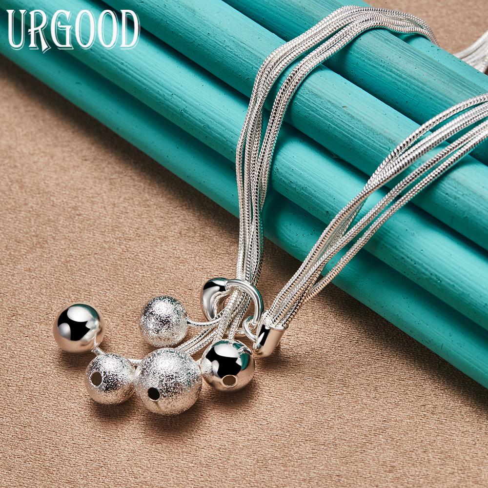 Ожерелье из стерлингового серебра 925 пробы со змеиной цепочкой и бусинами, модные ювелирные изделия