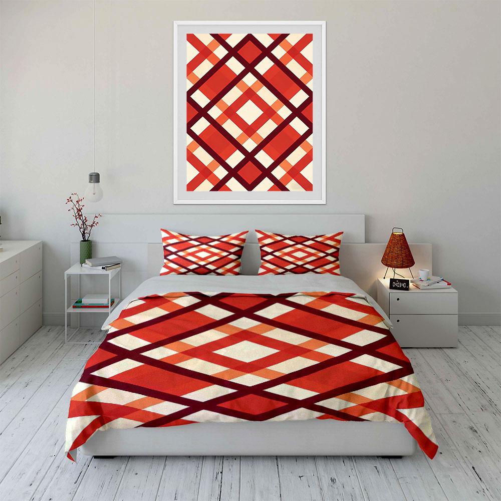 Red and orange plaid. Bedding sets Duvet cover sets Duvet covers Pillowcases(1 * Duvet Cover 2 * Pillowcases, without duvet insert)