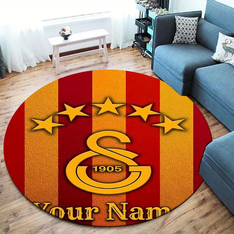 Galatasaray S Custom Name Round Area Rug,Carpet Rug for Living Room Bedroom Sofa Playroom Decor,Non-slip Floor Mat