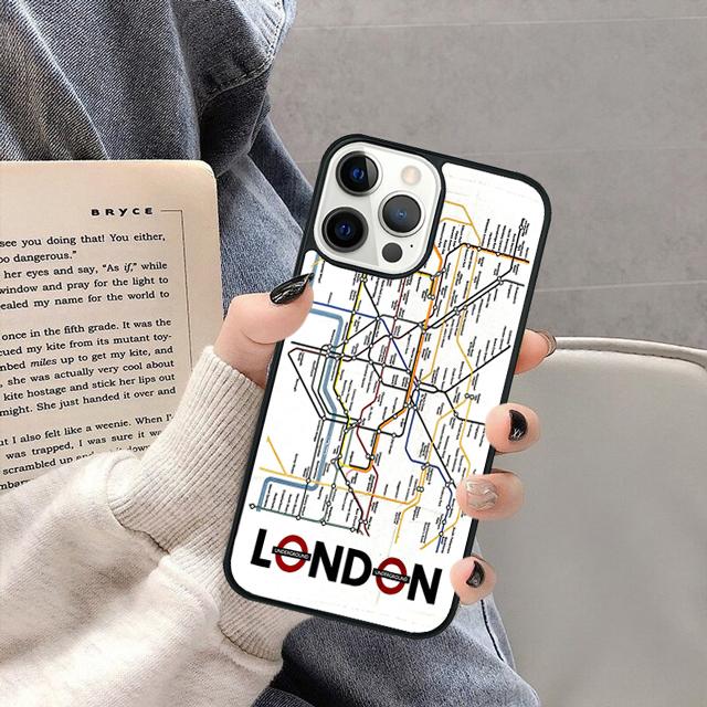 Чехол для телефона с картой лондонского метро для iPhone 17 Air 16 16e 15 13 14 11 12 Pro Max Plus coque fundas Shell