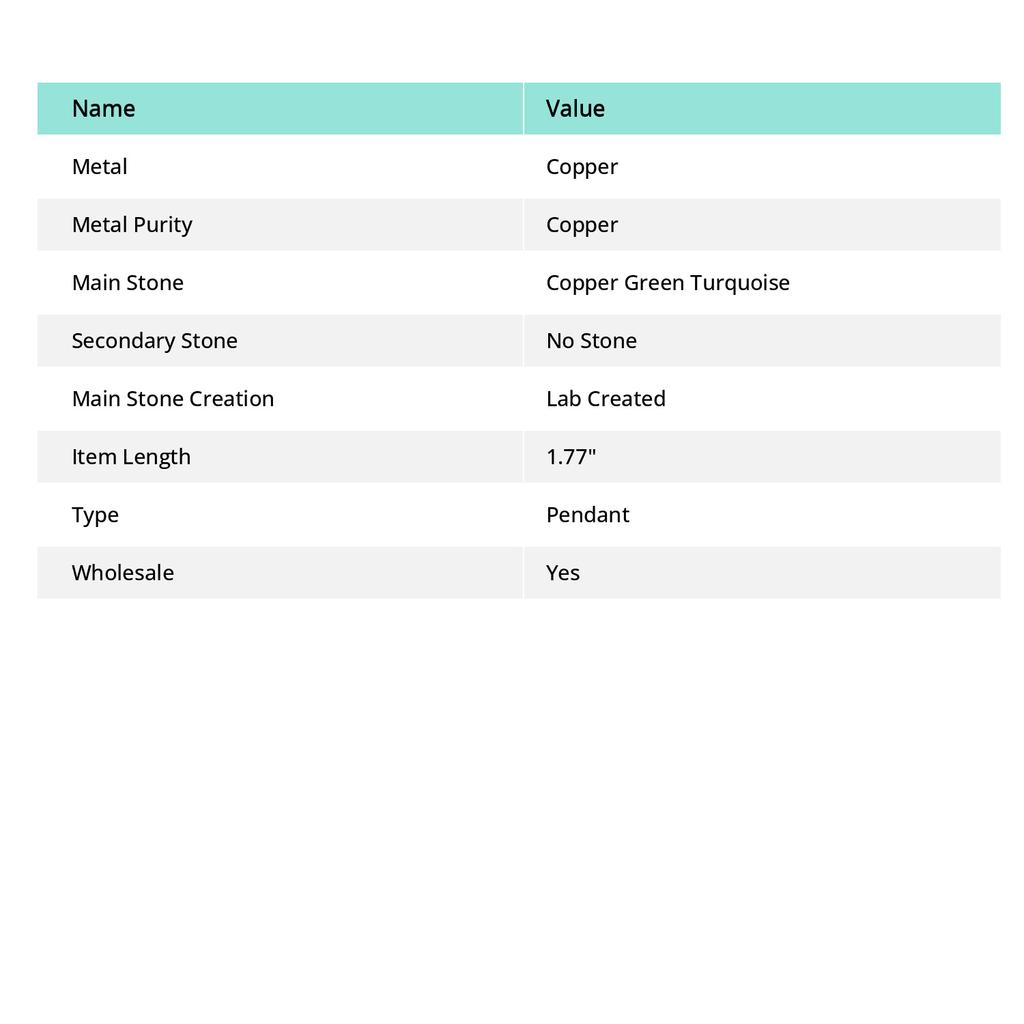 Natural Copper Green Turquoise 925 Sterling Silver Jewelry Pendant 1.77" W6N31