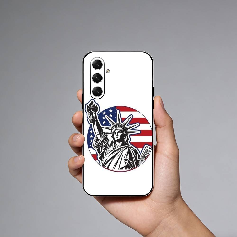 Чехол для телефона Статуя Свободы А-Американский флаг Для Samsung Galaxy A73,A21s,A22,A31,A52,A53,A71,A41Мягкий черный корпус