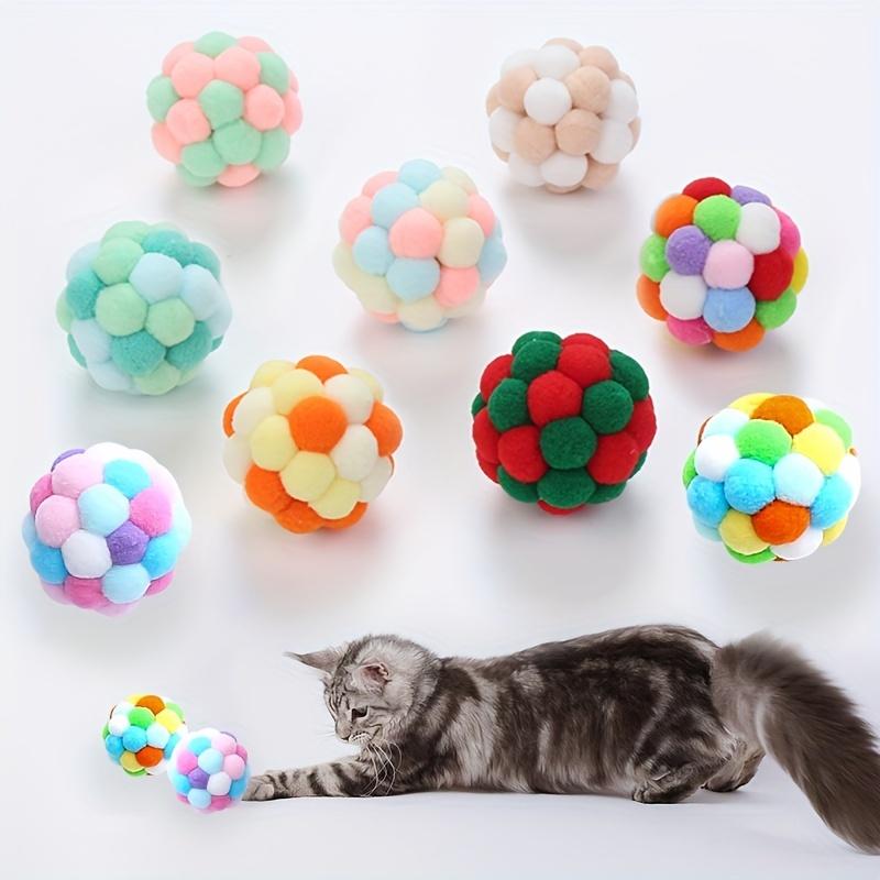 [Красочный мяч с колокольчиком Интерактивная игрушка] Игрушка для кошки Красочный мяч с колокольчиком ручной работы Прыгающий мяч Интерактивная погоня Товары для питомцев