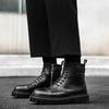 Модные мужские ботинки из натуральной кожи Классические и универсальные черные ботинки на толстой подошве для активного отдыха на мотоцикле Повседневная деловая офисная обувь