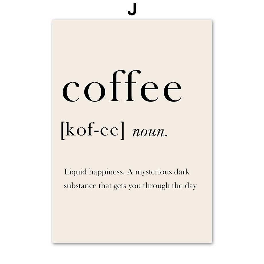 Абстрактная линия кофе Определение Coffea Arabica Wall Art Холст Картины Плакаты и принты Настенные картины Кафе-бар Кухонный декор