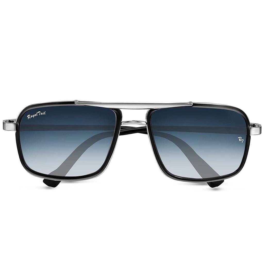 Denny Blue Gradient Glass and Silver Frame Square Nirvana Поляризованные солнцезащитные очки для мужчин и женщин