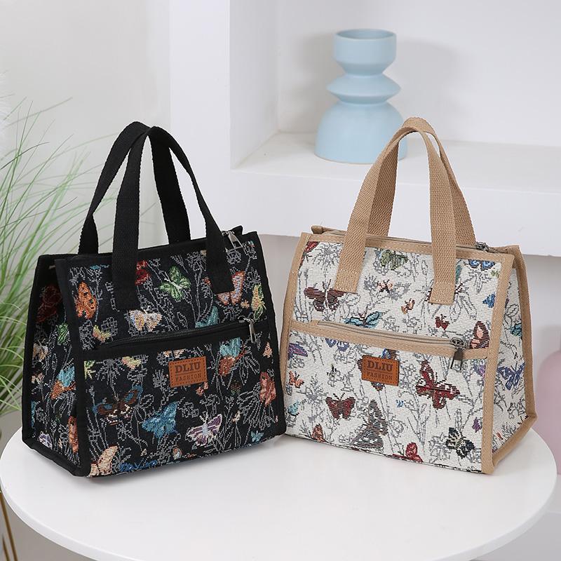 Knitted Jacquard Thickened Fabric Handbag, Carrying Lunch Box Organizer Bag, Bento Bag to Work