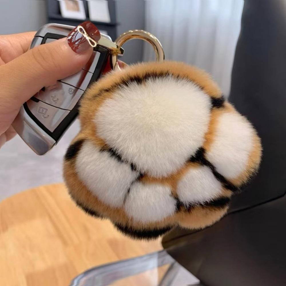 Furry Doll Tiger Paw Fur Keychain Stuffed Animal Plush Cat's Paw Pendant Women/Girls