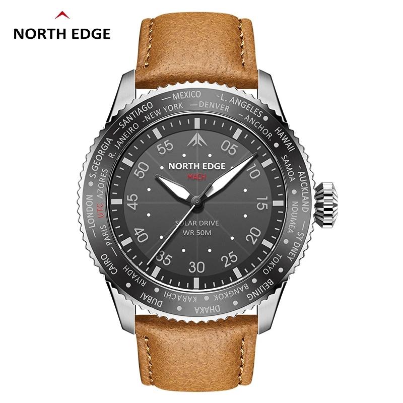 NORTH EDGE 2024 NEW MACH Solar Powered Watch For Men Waterproof 50M Men's Pilot Sports Casua Wristwatches Reloj Hombre Luminous