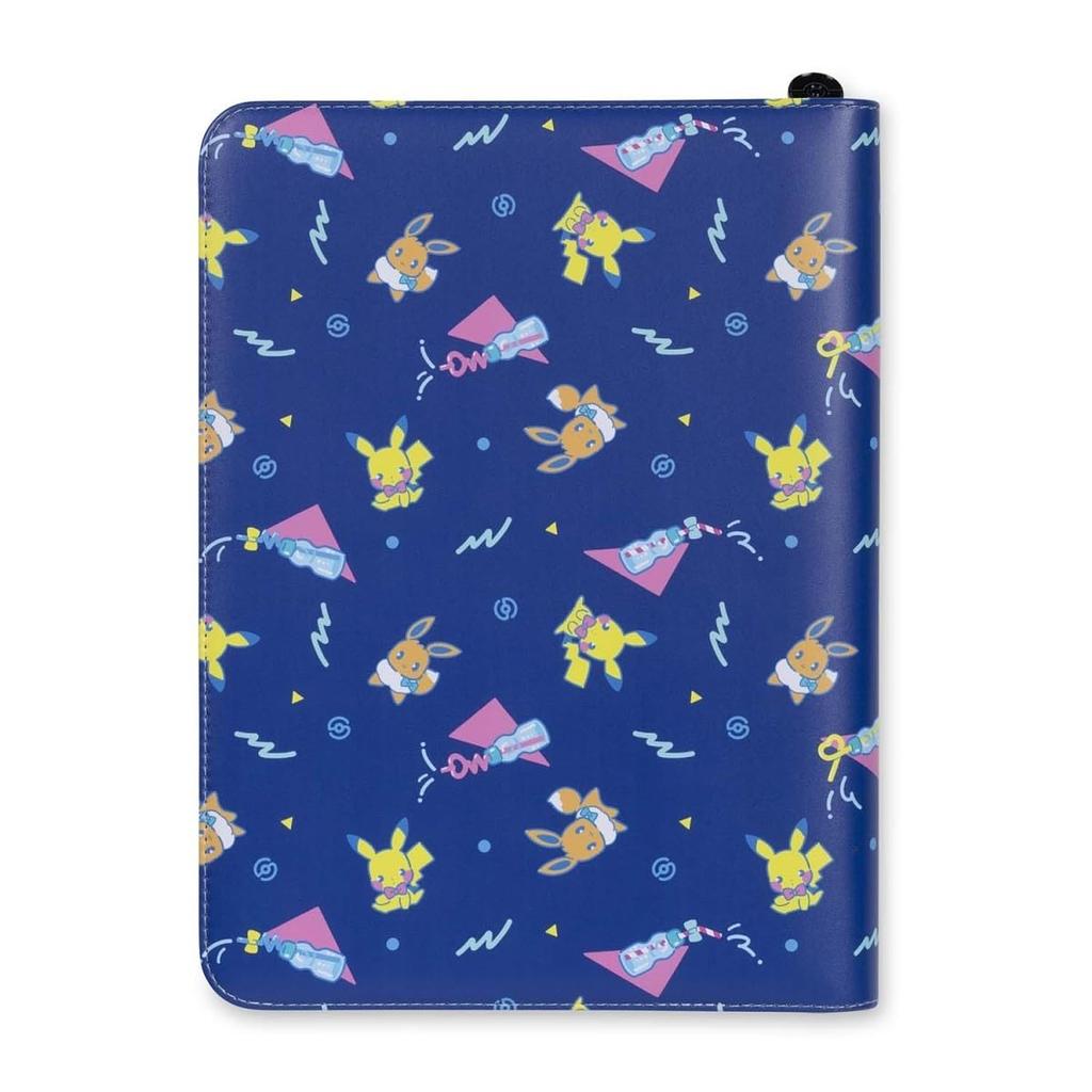 Pokemon Center Soda Pop Zip Binder TCG Card Holder 360 Cards 20 Pages Pikachu Eevee Retro Design Dark Blue PU Nylon
