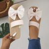 Women's Summer Sandals Women's Solid Color Bows Outside The Beach Wear Flat Bottom Large Size Sandals