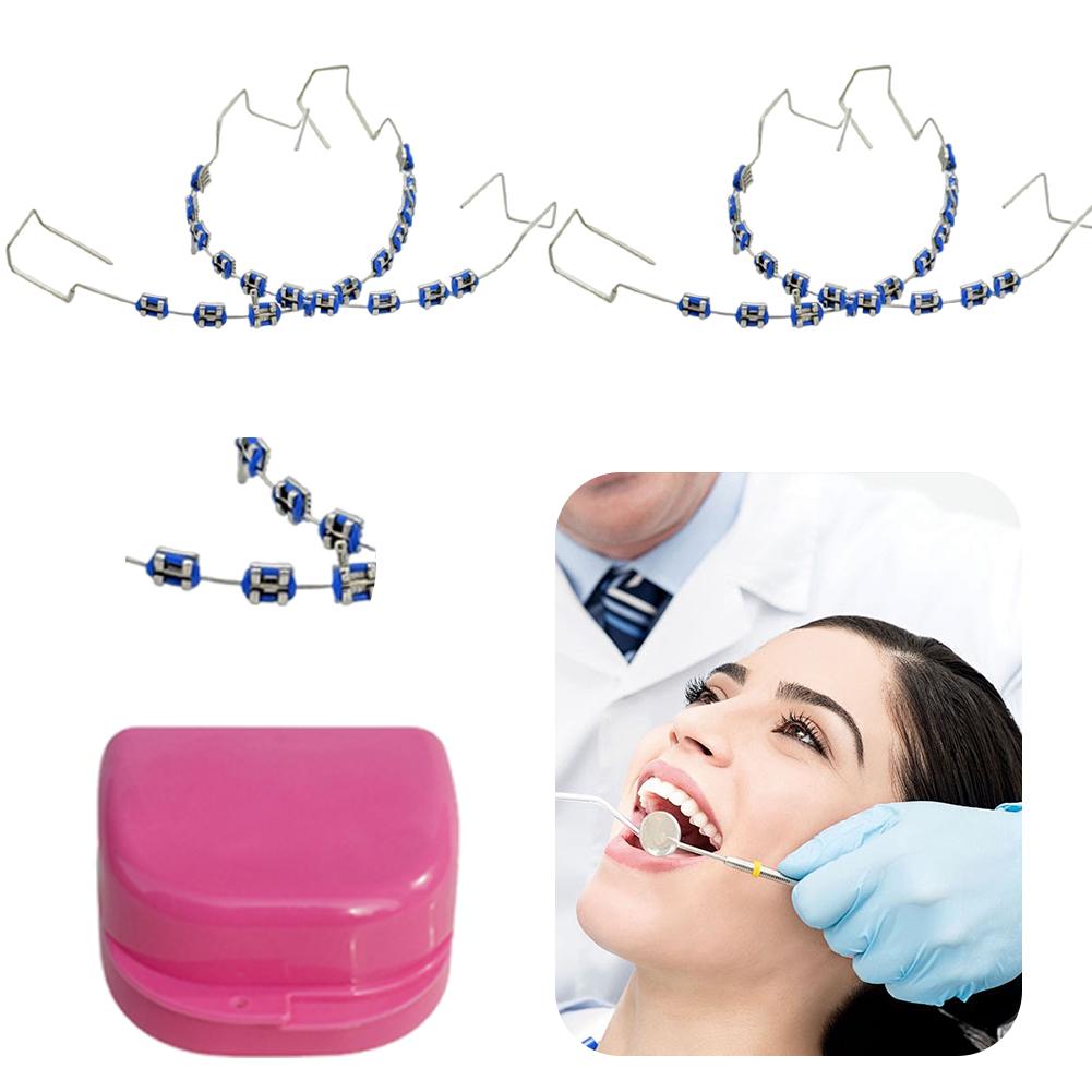 2 шт. Стоматологические накладные брекеты с коробкой для хранения Временное украшение для зубов Цветной стоматологический декор Брекеты для ежедневной защиты зубов