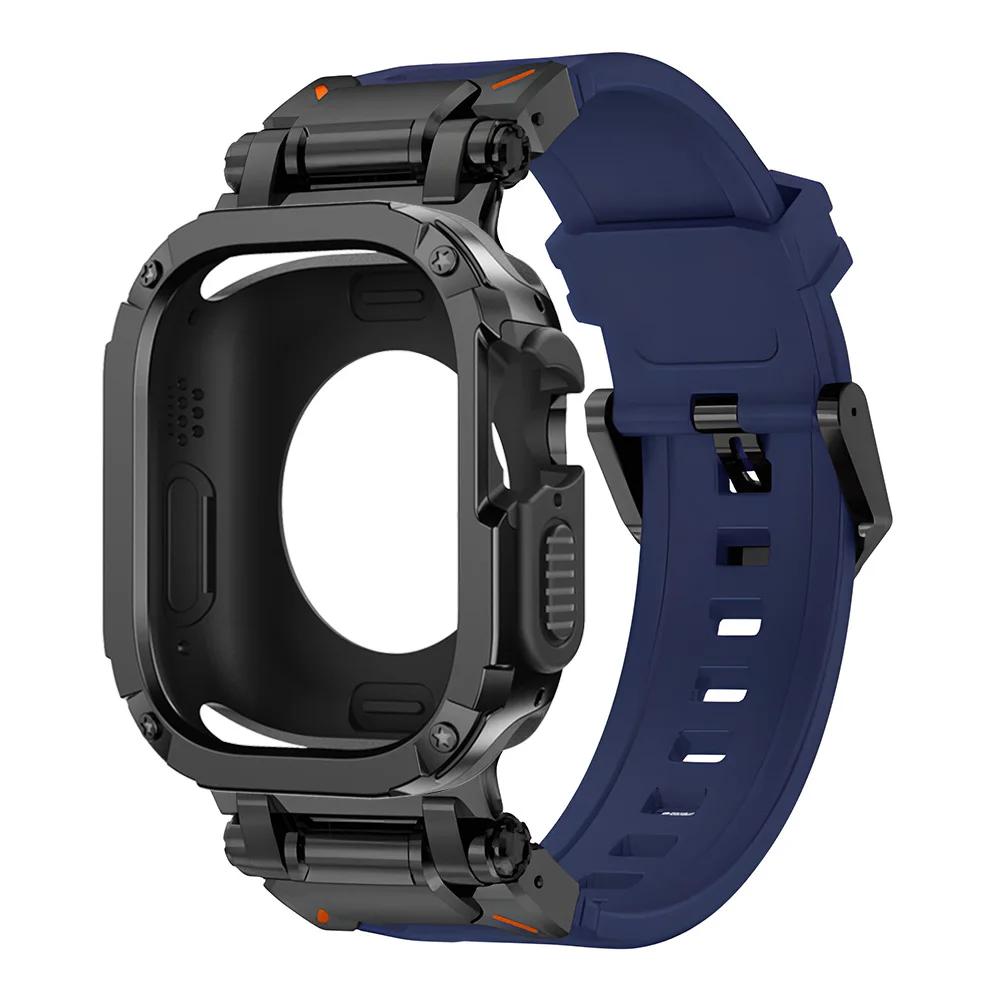 Ремешок+Чехол для Apple Watch Band Ultra 2 49 мм 44 мм 45 мм Защитный чехол из ТПУ Силиконовый браслет для IWatch Series 9 8 7 6 5 4