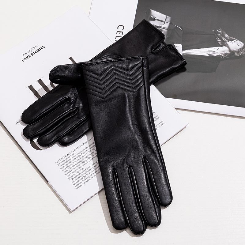 Женские зимние теплые перчатки из натуральной кожи для активного отдыха на улице, утолщенные перчатки в тон к одежде