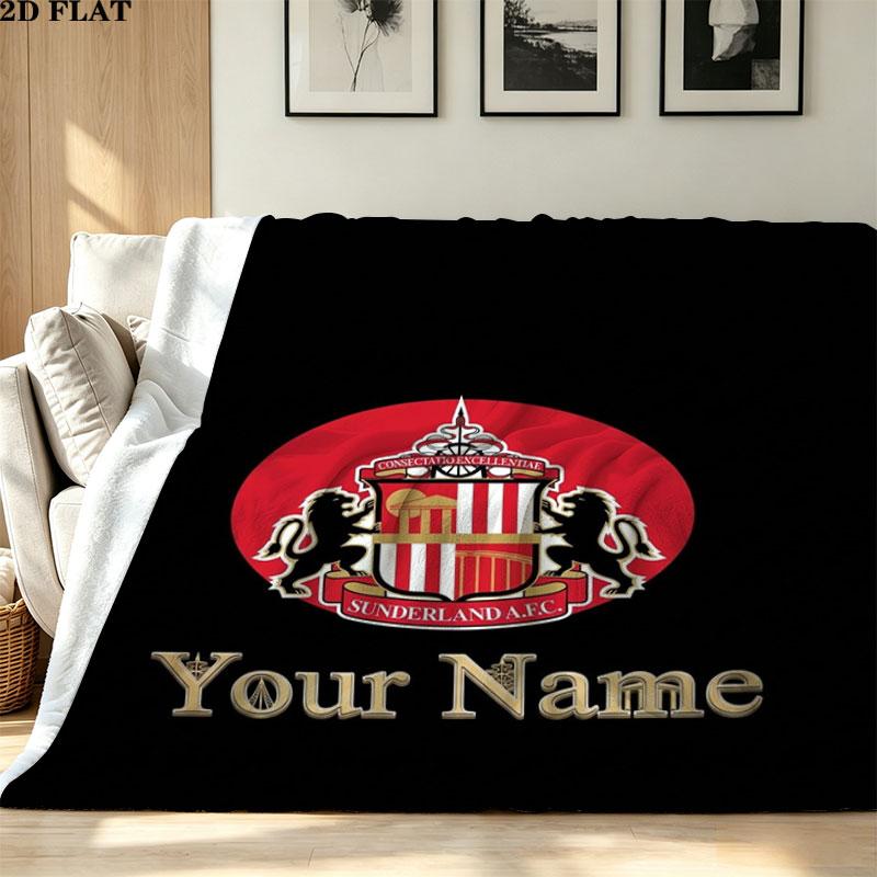 1PC Sunderland A.F Custom Name Patterned Flannel Blanket Suitable For All Seasons for Home Decor Warmth and Comfort Gifts Holiday Present