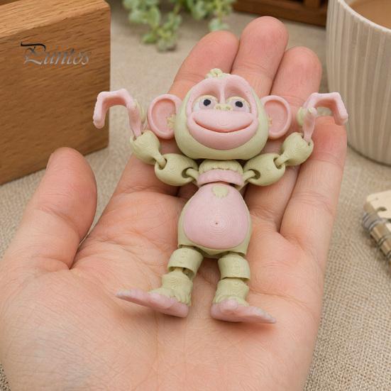 Милая мини-фигурка животного, 3D-печатная шарнирная фигурка обезьяны, разноцветная мультяшная модель с исцеляющей декоративной фигуркой, подвижные суставы, для снятия стресса