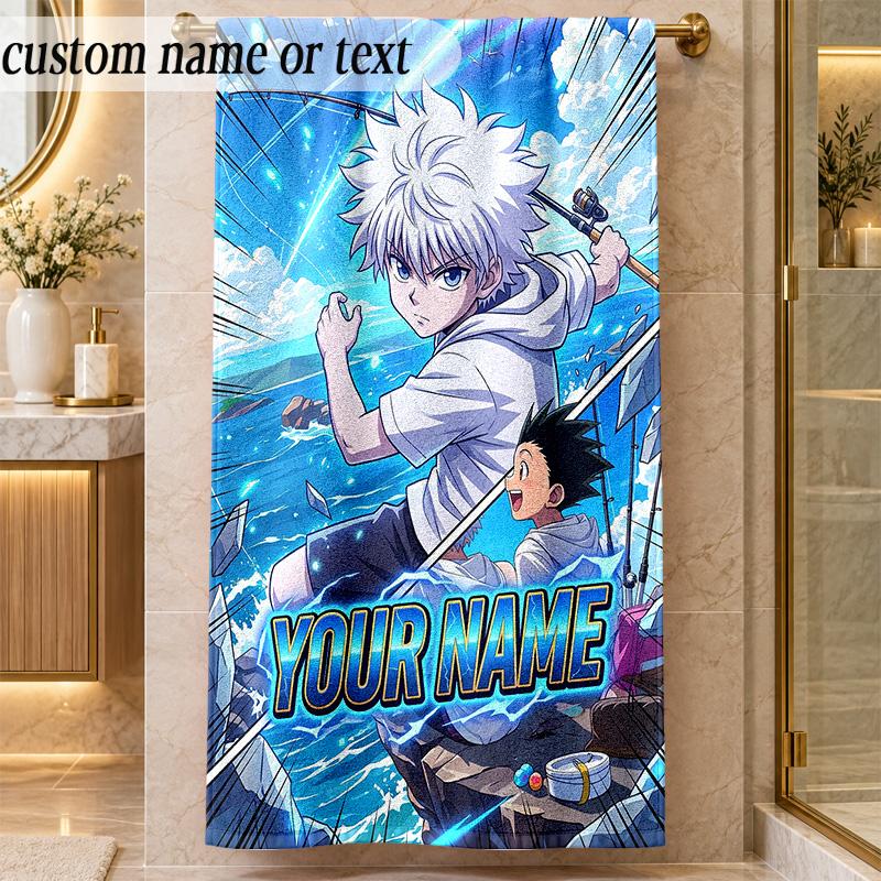 Beach TowelHunter × Hunter Custom Name Text Personalized Soft Towel for Beach Pool Indoor Home Decor Gift