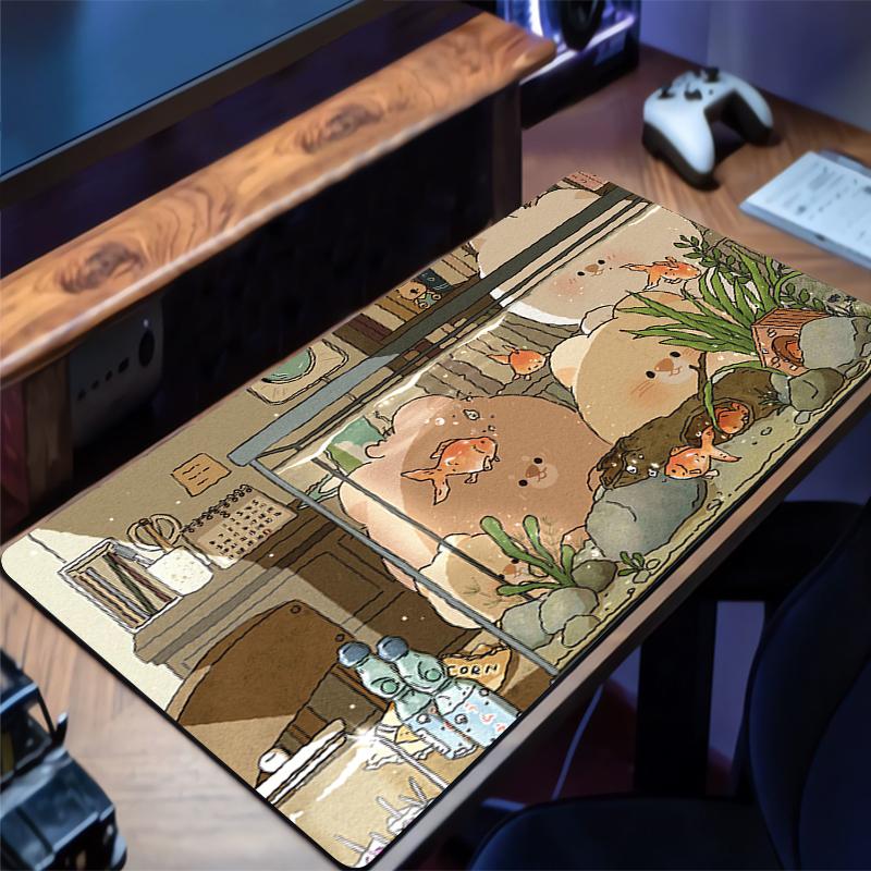 1Pcs Mouse Pad Extended Gaming Mousepad Laptop Cartoon Baby Bear Desktop Mat With Stitched Non-Slip Rubber Base HD Keyboard Pad