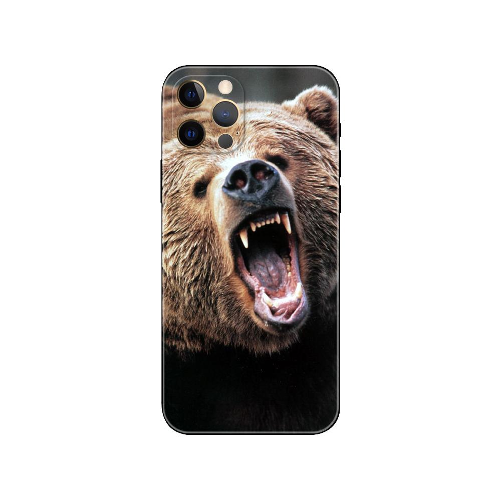 Чехол для телефона с флагом России и медведем для iPhone 5 5S 2020se 6 6s 7 8 plus x 10 XR XS 11 12 13 mini pro MAX, черная задняя крышка из ТПУ