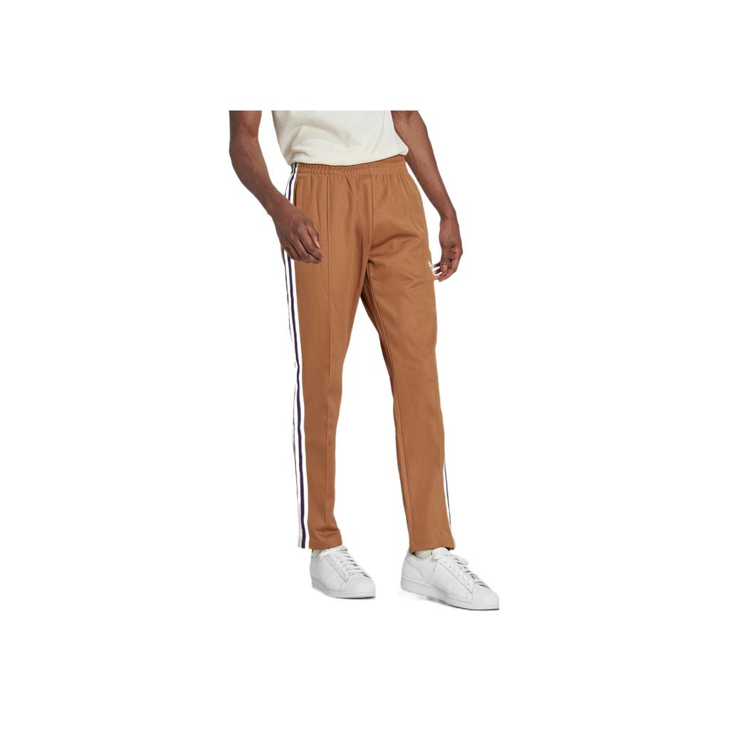 adidas Классические прямые спортивные брюки Originals в полоску с трехполосным логотипом по бокам, мужские брюки коричневого цвета IB3430