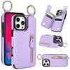 Кошелек на молнии с кольцом для карт, кожаный чехол для iPhone 16, 15, 14, 11, Pro Max, XS, XR, 7, 8, Plus, 13, 12, Mini, защитный чехол