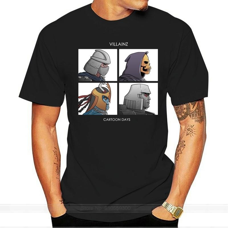 Villainz Cartoon Days Demon Days Parody Black T-Shirt Shredder Skeletor Mumm-Ra Harajuku Tee Shirt