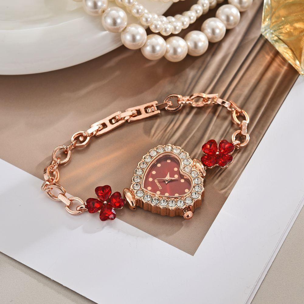 with Adjustable Bracelet Heart Shaped Watch Diamond Studded Watch Strap Wrist Decoration Gift