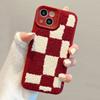 Японский корейский зимний плюшевый чехол для телефона с вышивкой в ​​горошек и шахматной доской для Iphone 14 13 12 11 Pro Max X Xr Xs противоударный чехол