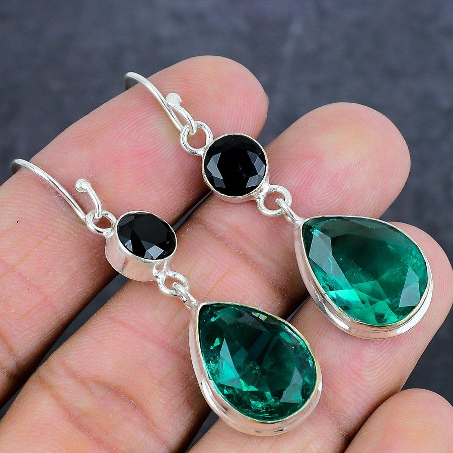 Серьги из серебра 925 пробы с турмалином индиголитом и шпинелью 2,17 дюйма n9z89