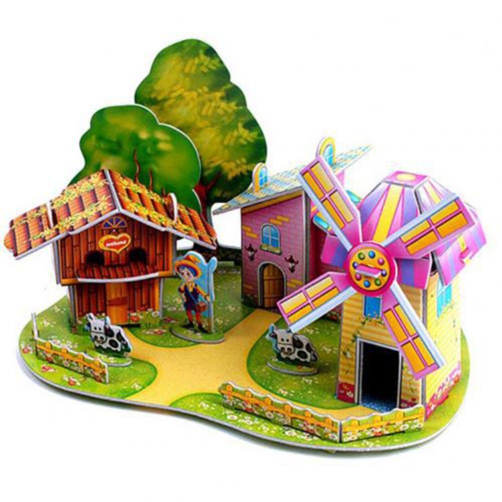 Бумажный мультяшный домик Бумажный игрушечный домик 3D-пазл Игрушечный автомобиль Подарки на день рождения