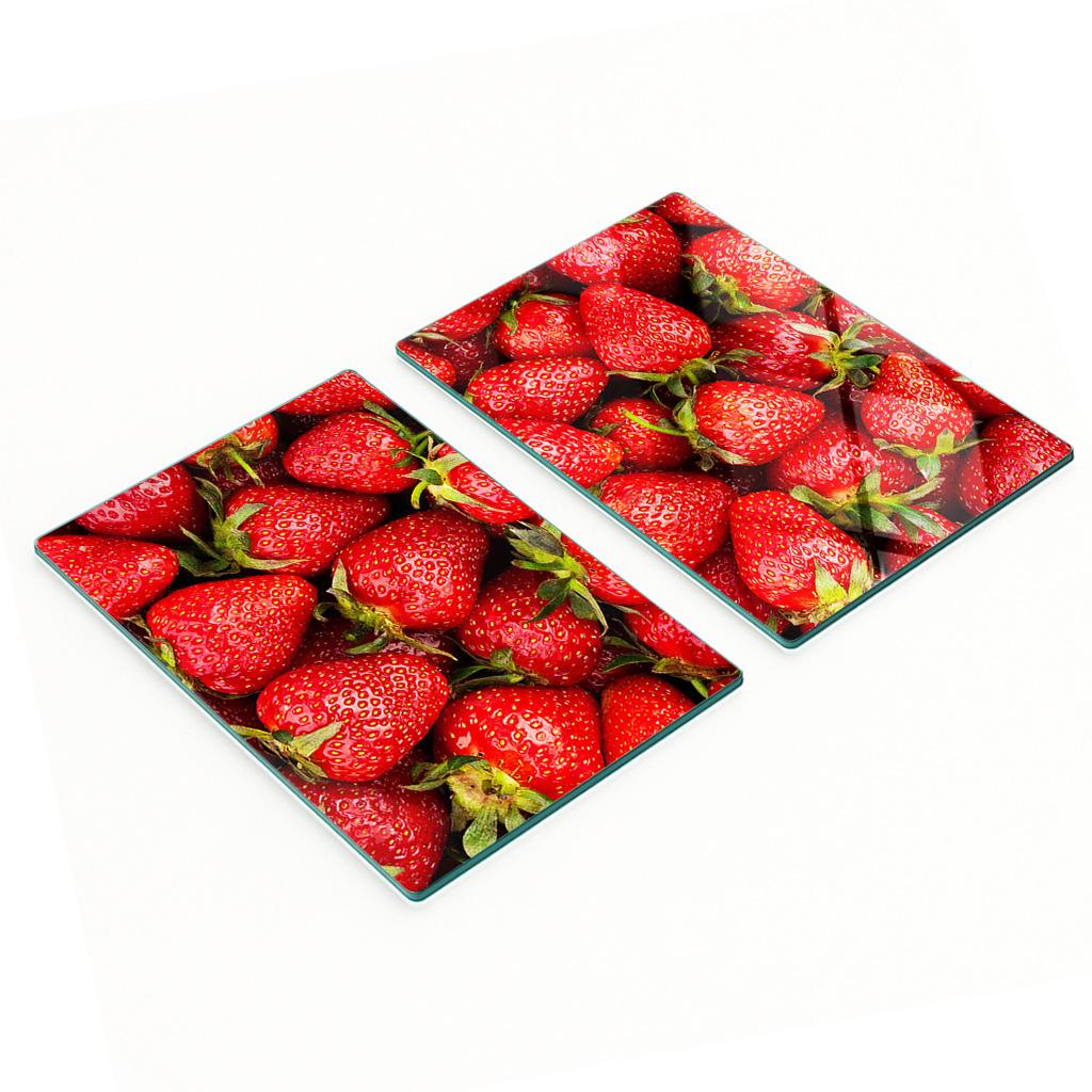 Szklane Dekoracyjne Deski Do Serwowania Przekąsek Truskawki 2X40X52 Cm